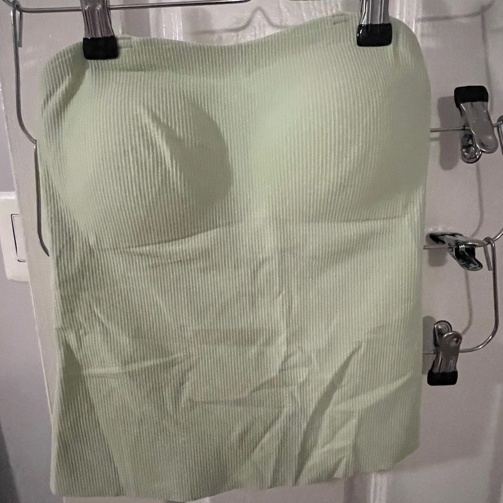 Strapless Ribbed Tube Top - Light Green